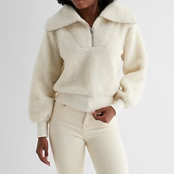 Express Tops - NEW Teddy Quarter Zip Sweatshirt